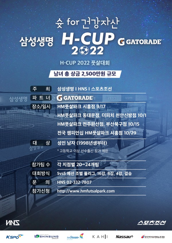 남녀 성인 풋살대회 '슛 for 건강자산, H-CUP 2022'이 개최된다. 사진｜2022 H-Cup 조직위 제공