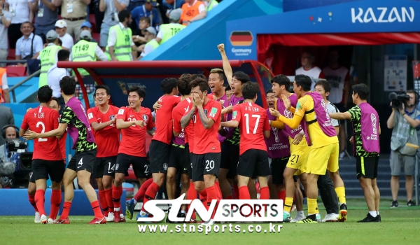 한국 팀은 F조 조별리그 최종전에서 세계랭킹 1위 독일을 꺾는 파란을 일으켰다 ⓒ뉴시스