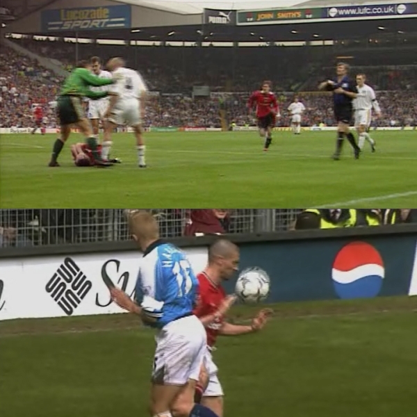 1997년(상단)과 2001년(하단) 할란드와 로이킨의 충돌.