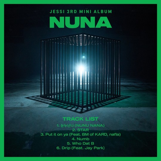 제시의 세 번째 미니앨범 'NUNA'는 오는 30일 오후 6시 각종 온라인 음원 사이트를 통해 발매된다.