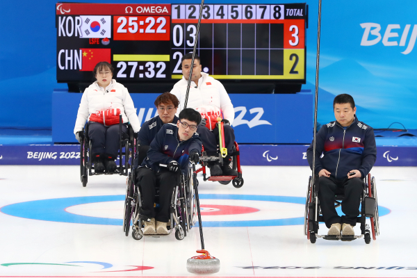 '팀 장윤정고백'은 7일 중국 베이징 국립아쿠아틱센터에서 열린 중국과 휠체어컬링 예선 4차전에서 4-9로 패했다. 사진｜대한장애인체육회