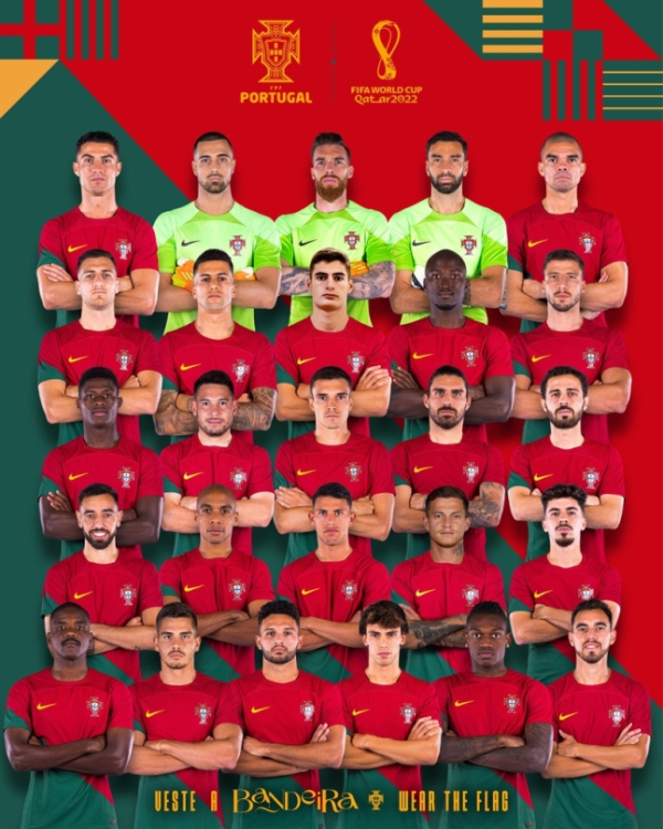 2022 카타르 월드컵 포르투갈 국가대표 최종명단 26인. 사진｜포르투갈축구협회 SNS 캡처