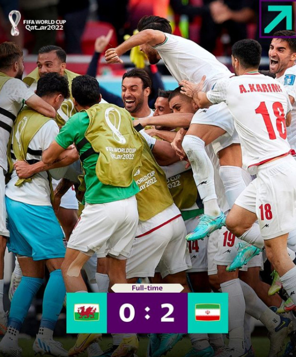 웨일스는 25일(이하 한국시간) 카타르 알라얀의 아흐마드 빈 알리 스타디움에서 열린 이란과의 ‘2022 국제축구연맹(FIFA) 카타르 월드컵’ 조별리그 B조 2차전에서 0-2로 패했다. 사진｜FIFA 공식 SNS 캡처