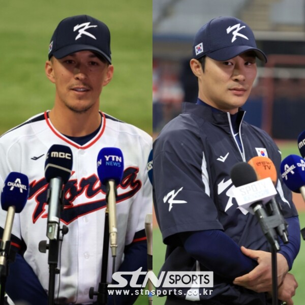 대한민국 야구 대표팀의 토미 에드먼(좌측)과 김하성(우측). 사진┃뉴시스