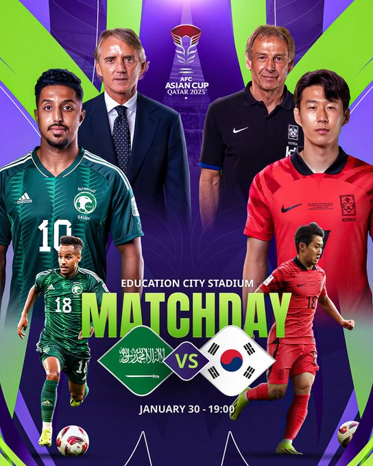 경기를 앞둔 한국과 사우디 아라비아. 사진┃AFC