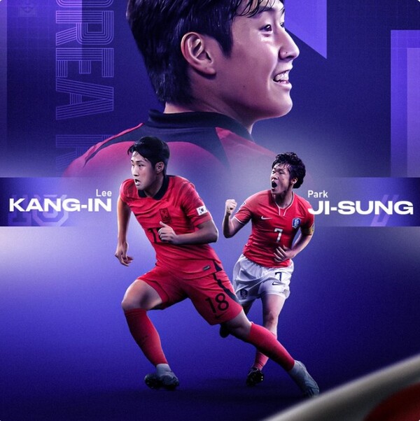 현역 시절 박지성(우측)과 이강인(좌측). 사진┃아시아축구연맹
